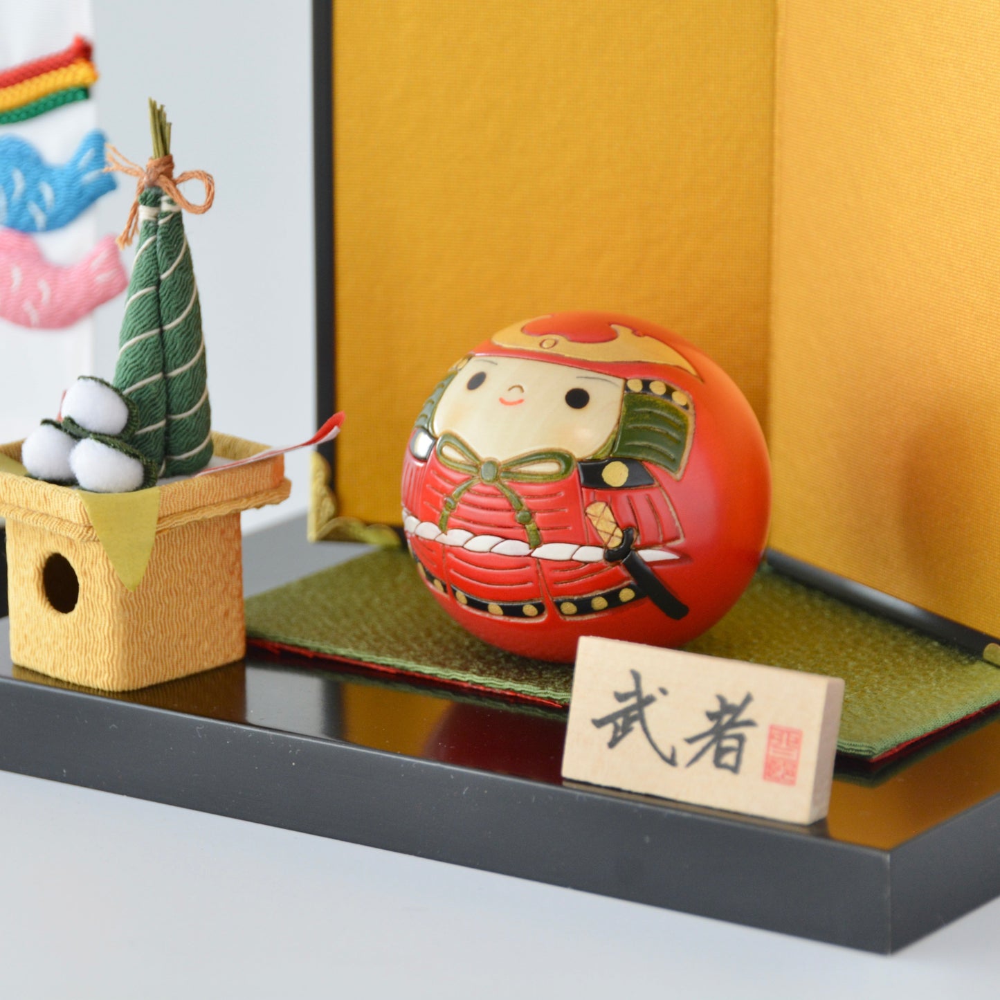 五月人形こけし 武者 ちまき・鯉のぼりセット