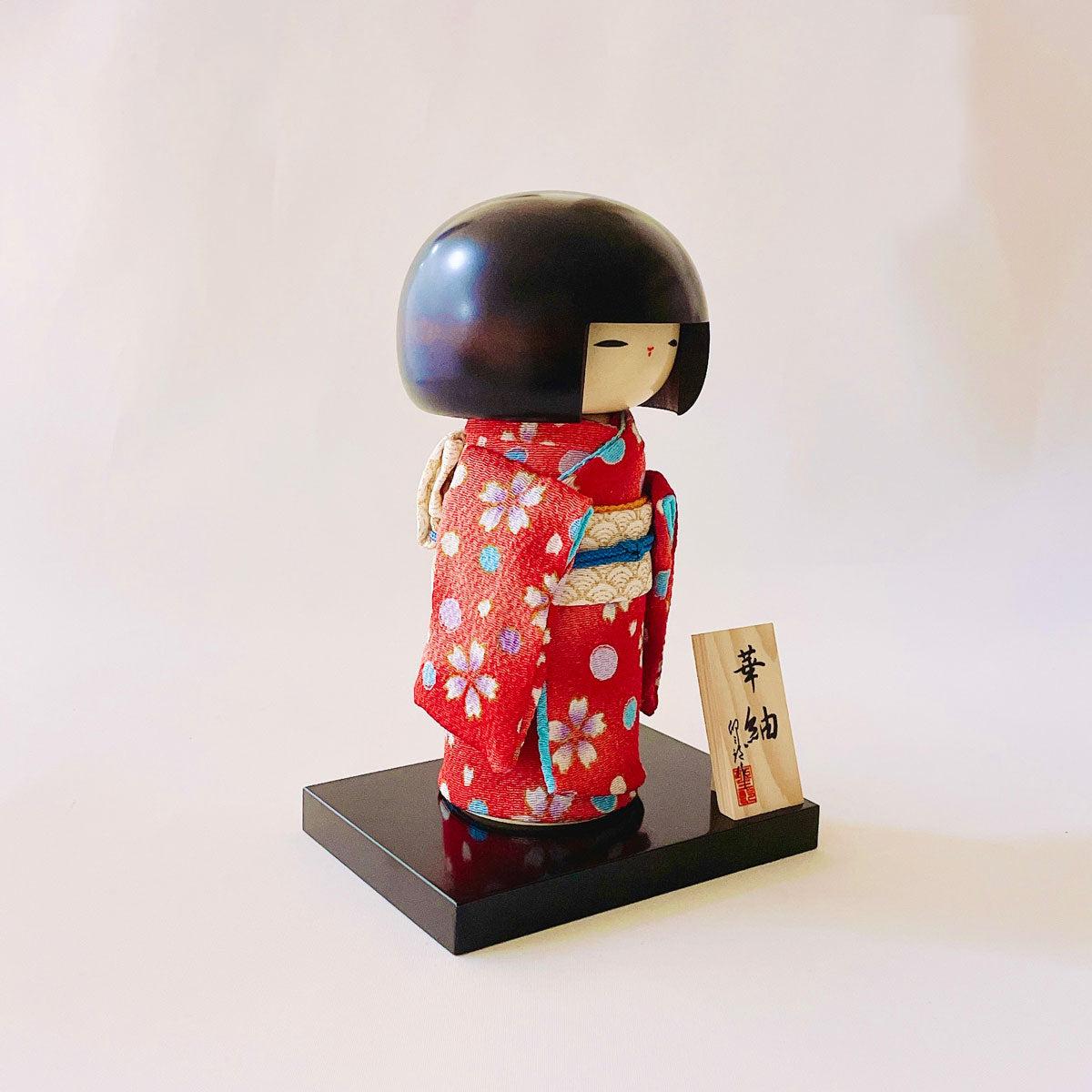 ちりめんこけし 華紬(赤)