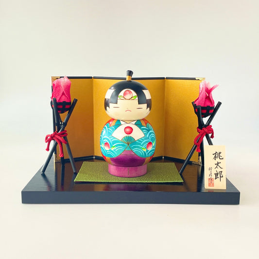 五月人形こけし 桃太郎 大 かがり火セット